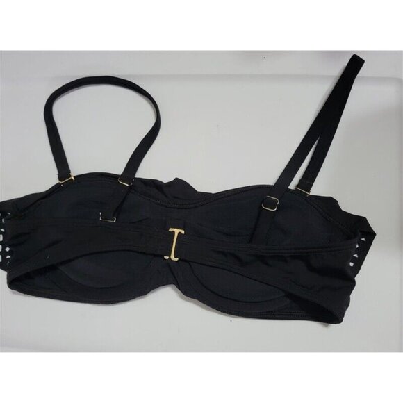 NWOT Soma 36C 34D Underwire Flutter Eyelet Bra Bikini Top Swimsuit Black 112257 - Picture 3 of 3